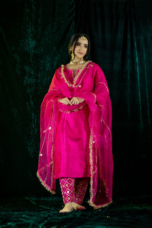 Fuschia Silk Salwaar Set