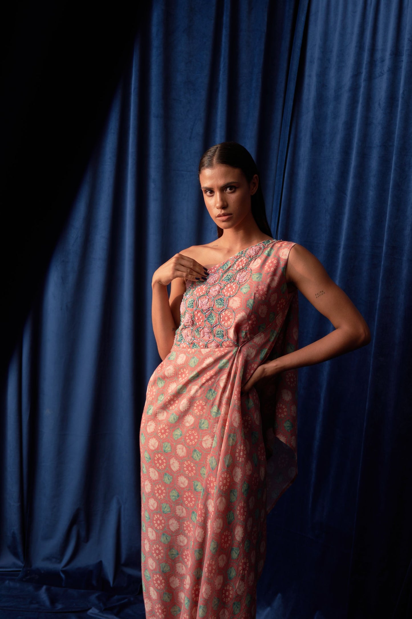 Salmon Pink Embroidered Dress